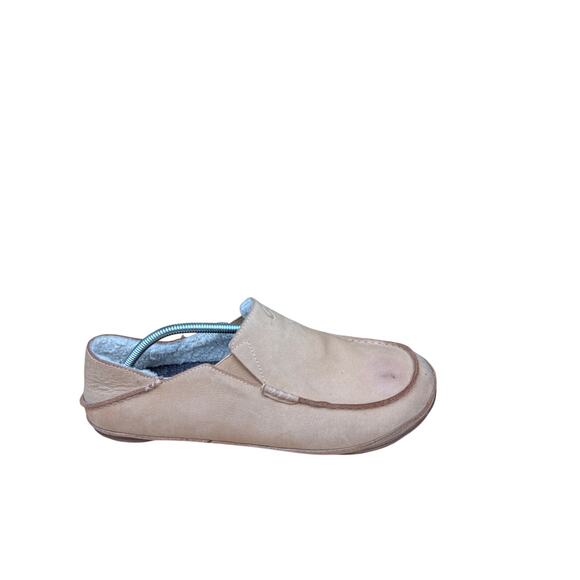 Olukai Kipuka Hulu Slip On Loafers Slippers Shoes Leather Brown Khaki‎ Mens 13 - Picture 1 of 12